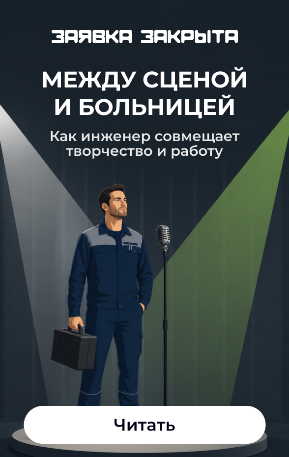 Баннер с инженером и текстом "работа налеов"